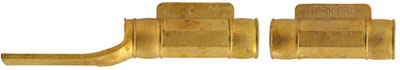 Isaac Haines Ramrod Pipes,
octagon with ringed ends,
for 5/16" or 3/8'' rod, wax cast brass or iron